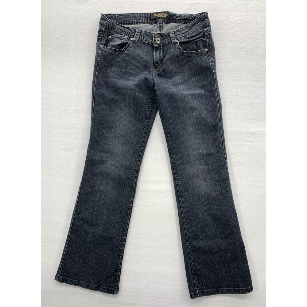 Celebrity Pink Womens Denim Jeans Size 14 Dark Wash Cut Bootcut Flap Pocket